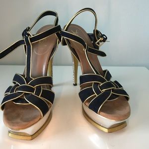YSL Tribute Pumps, Navy